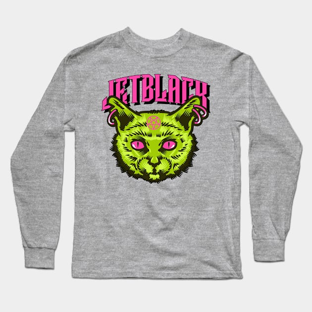 Pentagram Kitty Long Sleeve T-Shirt by JETBLACK369